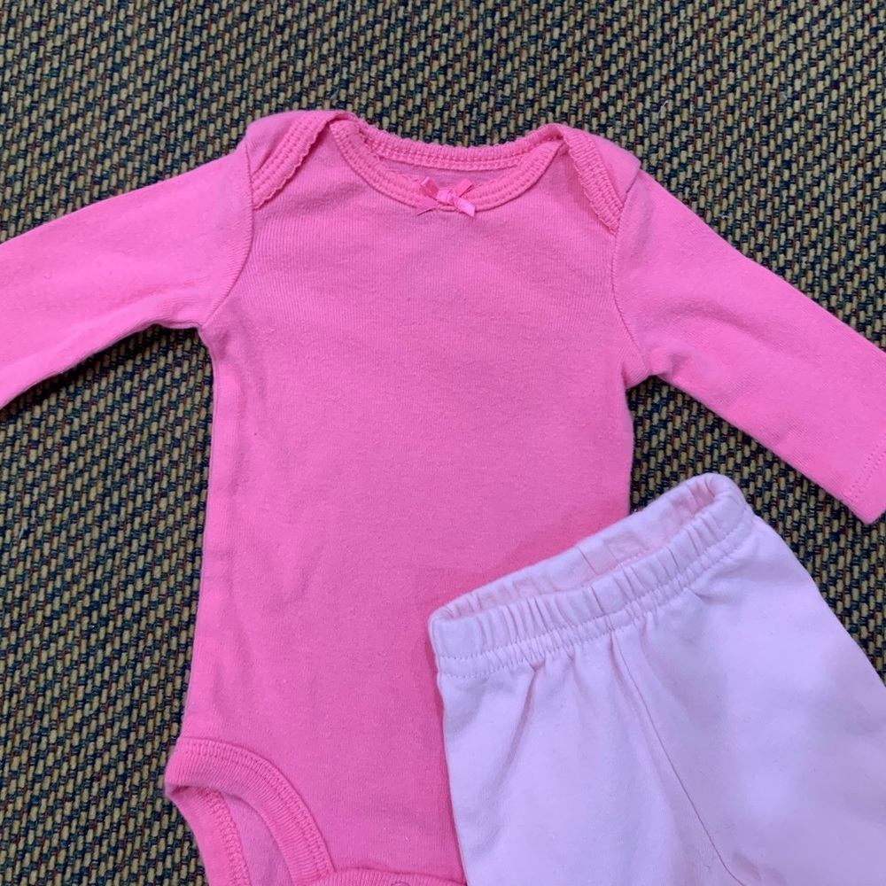 Infant Preemie onesie and  2 pair footed pants